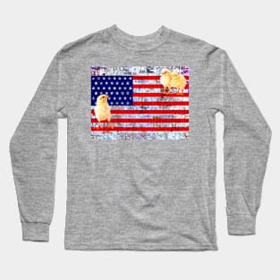 Chicken US Flag Long Sleeve T-Shirt